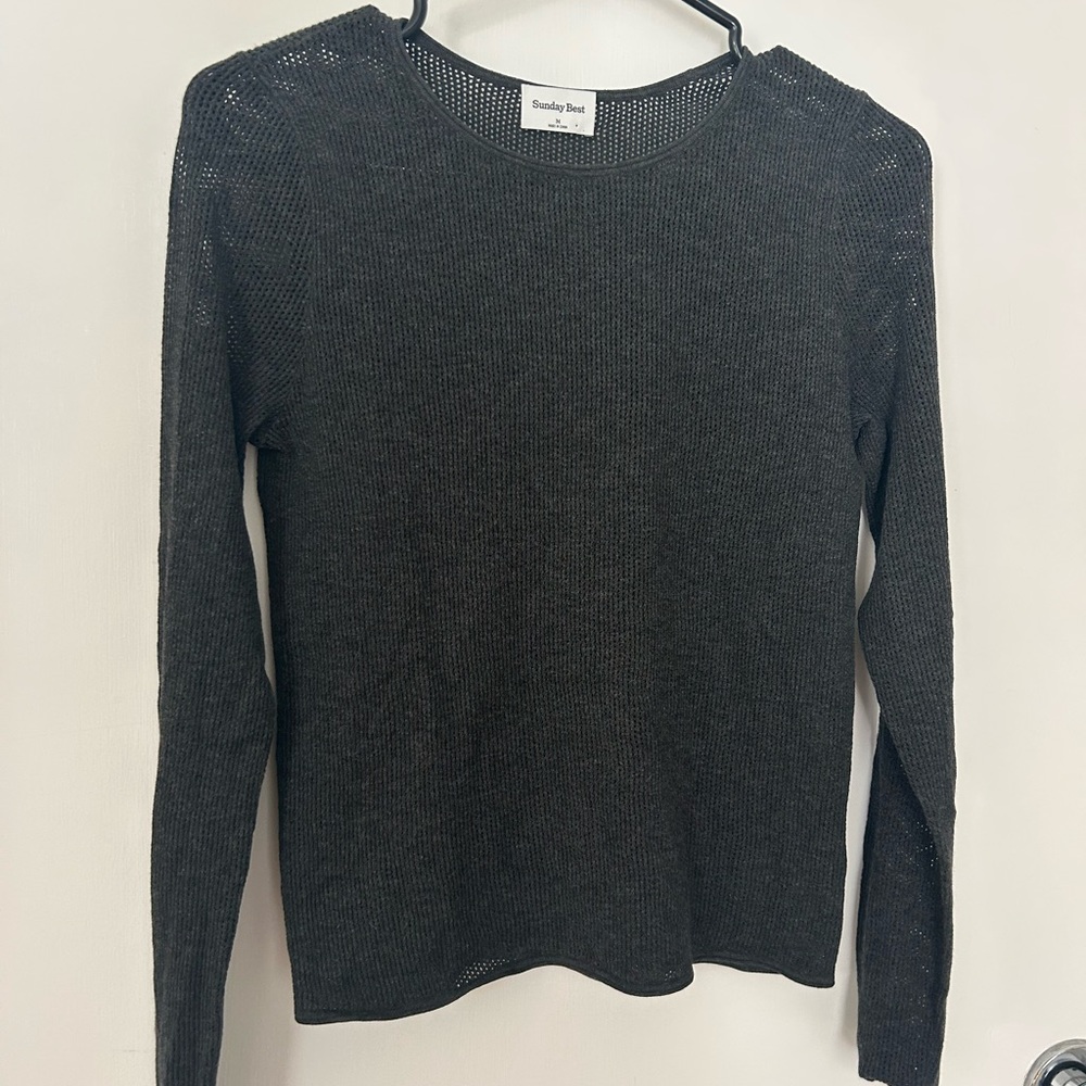 Sunday Best Aritzia Grey Fitted Long Sleeve Tee